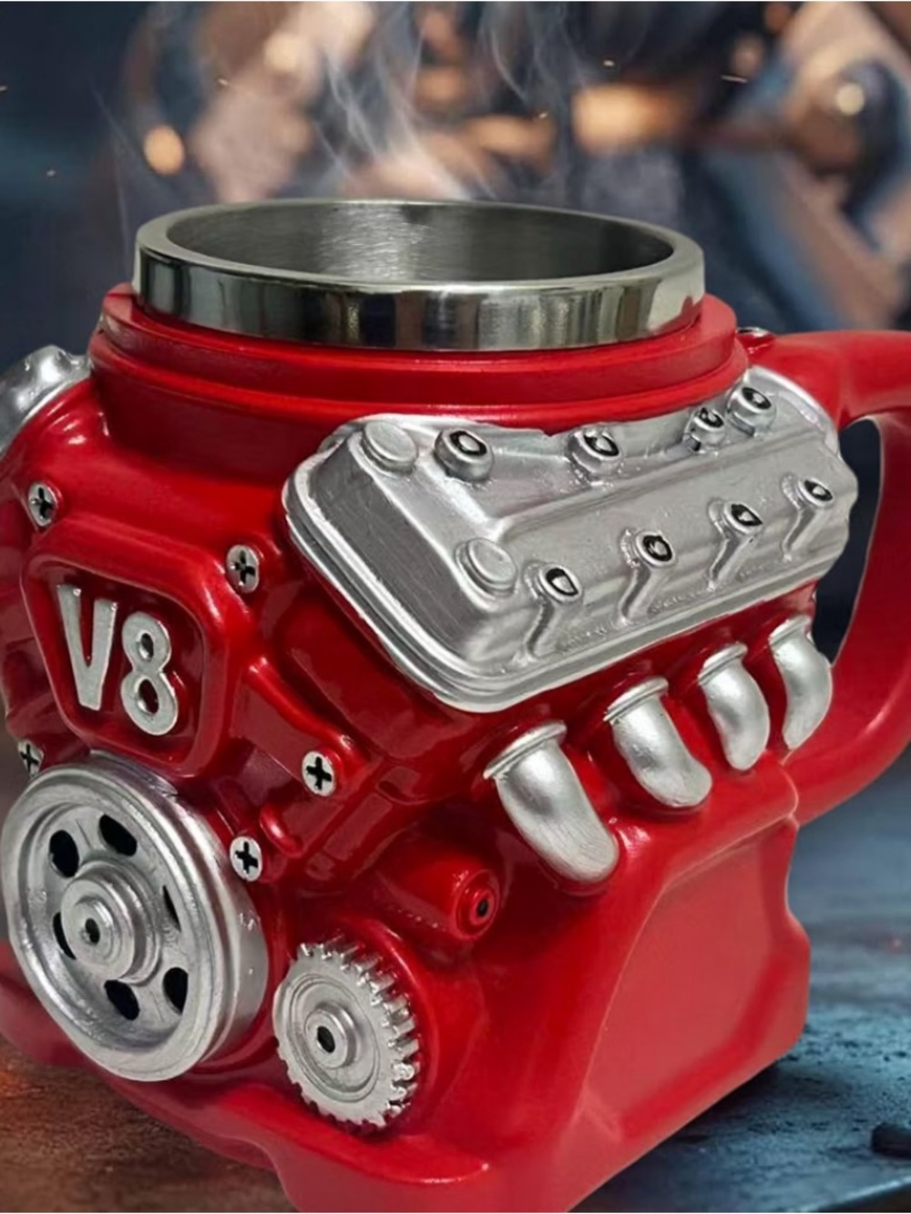 New in box Red V8 Engine Ceramic Mug - Branded Design